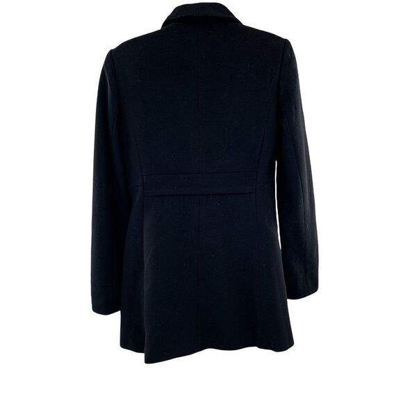 J. Crew 100% Wool Ruffle Chest Pea Coat Jacket Black Size 2 17501 - Picture 3 of 8